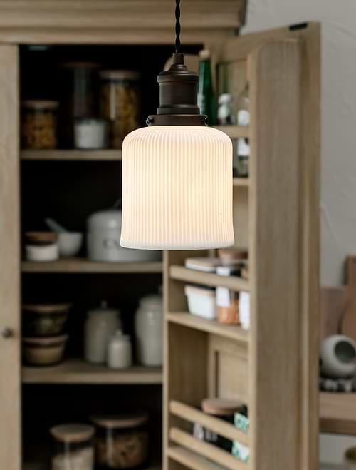 Beaulieu Ceramic Fluted Cylinder Pendant Antique Bronze