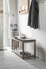 Hilcot Hallway Bench Slate Grey Acacia Wood