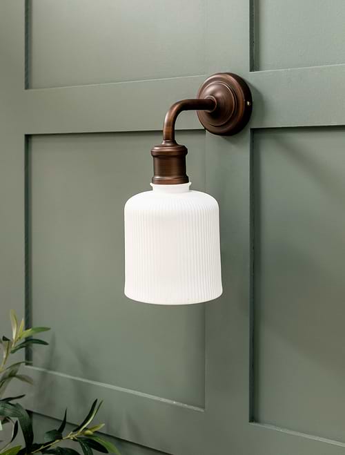 Beaulieu Ceramic Fluted Cylinder Wall Light Antique Bronze