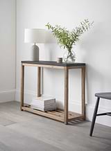 Hilcot Console Table Slate Grey Acacia Wood