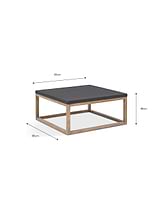 Hilcot Coffee Table Square Slate Grey Acacia Wood