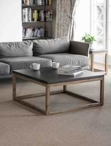 Hilcot Coffee Table Square Slate Grey Acacia Wood