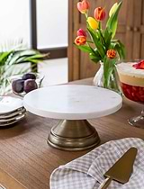 Brompton Marble Cake Stand Antique Brass Finish