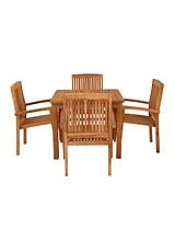 Marbrook Teak Table with 4 Henley Stacking Chairs