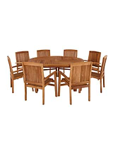 Churn Teak Round Table 150cm & 8 Henley Stacking Armchairs