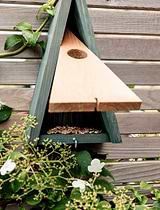 Littleworth Pitched Roof Bird House Olive Green Pine Wood