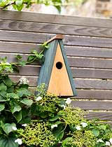 Littleworth Pitched Roof Bird House Olive Green Pine Wood