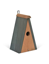 Littleworth Pitched Roof Bird House Olive Green Pine Wood