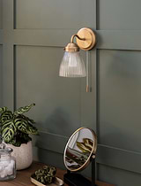 Fovant Bathroom Glass Wall Light Brass