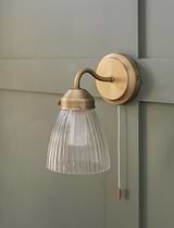 Fovant Bathroom Glass Wall Light Brass