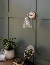 Fovant Bathroom Glass Wall Light Satin Nickel