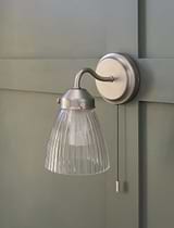 Fovant Bathroom Glass Wall Light Satin Nickel