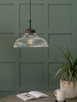 Fovant Fluted Glass Pendant Light Antique Bronze