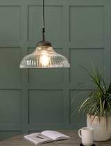 Fovant Fluted Glass Pendant Light Antique Bronze
