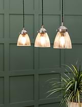 Fovant Glass Triple Pendant Light Satin Nickel