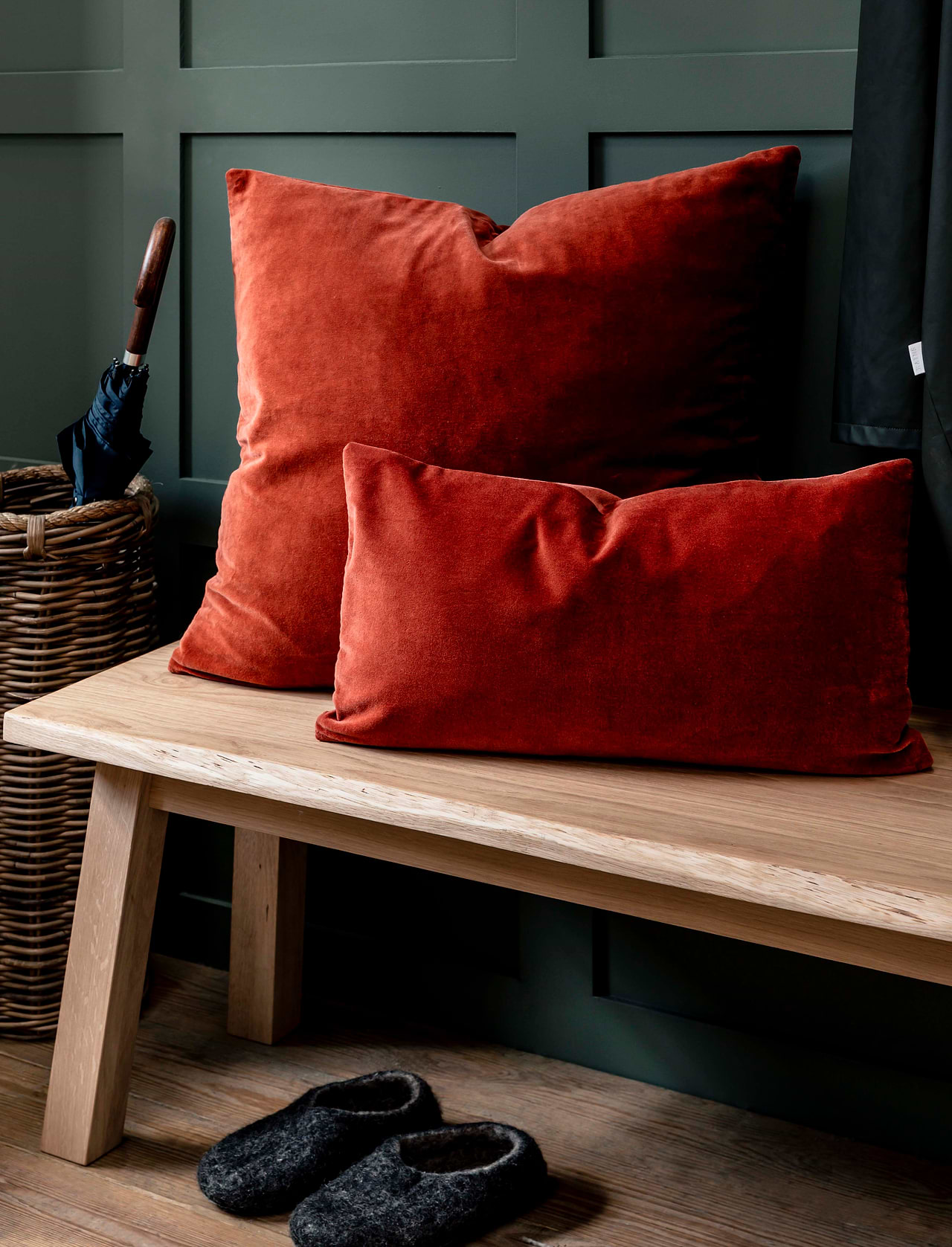 Rust velvet cushion cheap