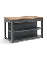 Walcote Kitchen Island Forest Green Wood