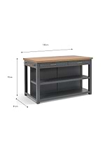 Walcote Kitchen Island Forest Green Wood
