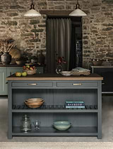 Walcote Kitchen Island Forest Green Wood
