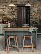 Walcote Kitchen Island Forest Green Wood