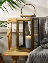 Clinton Lantern Iron Brass Medium