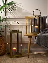Clinton Lantern Iron Brass Medium