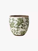 Victoria Planter Stoneware White Green Small
