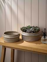 Eva Planter Stoneware Oatmeal H8x25cm Set of 2