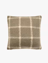 Faux Mohair Chequered Cushion Feather Fill Natural