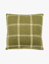 Faux Mohair Chequered Cushion Feather Fill Olive