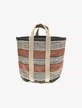 Jute Storage Basket Terracotta Blue