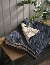 Velvet Bedspread 140x220cm Slate Blue