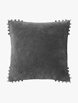 Velvet Cushion 43x43cm Feather Fill Charcoal