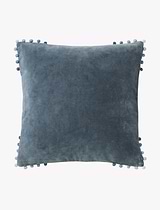 Velvet Cushion 43x43cm Feather Fill Slate Blue