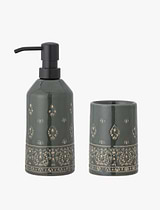 Cheran Soap Dispenser Set Stoneware Green