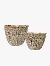 Hanna Planter Stoneware Brown Set of 2