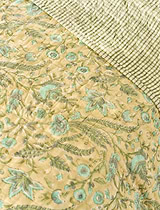 Jaipur Handblock Printed Quilt 240x260cm Natural Olive