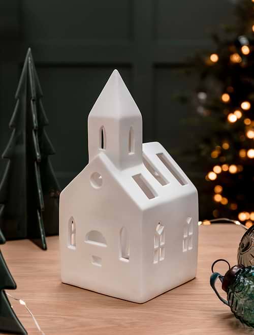 Airdrie Church Tealight Holder White