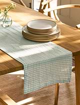 Oaksey Checked Runner 36x250cm Sky Blue