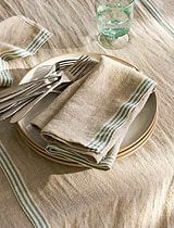 Hanstone Stripe Edge Napkins Set of 4 Rosemary