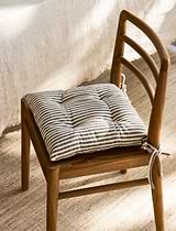 Charingworth Stripe Seat Pad Charcoal