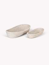 Wittering Rattan Oval Trays Set of 2 White