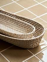 Wittering Rattan Oval Trays Set of 2 White