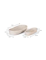 Wittering Rattan Oval Trays Set of 2 White