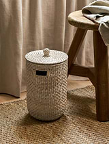 Wittering Rattan Bathroom Bin White