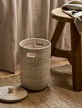 Wittering Rattan Bathroom Bin White