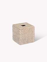 Wittering Rattan Square Tissue Box Holder  White