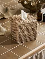 Wittering Rattan Square Tissue Box Holder  White