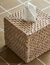 Wittering Rattan Square Tissue Box Holder  White