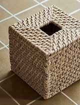 Wittering Rattan Square Tissue Box Holder  White